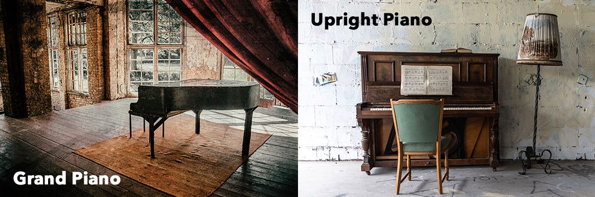 Difference between grand piano and upright piano