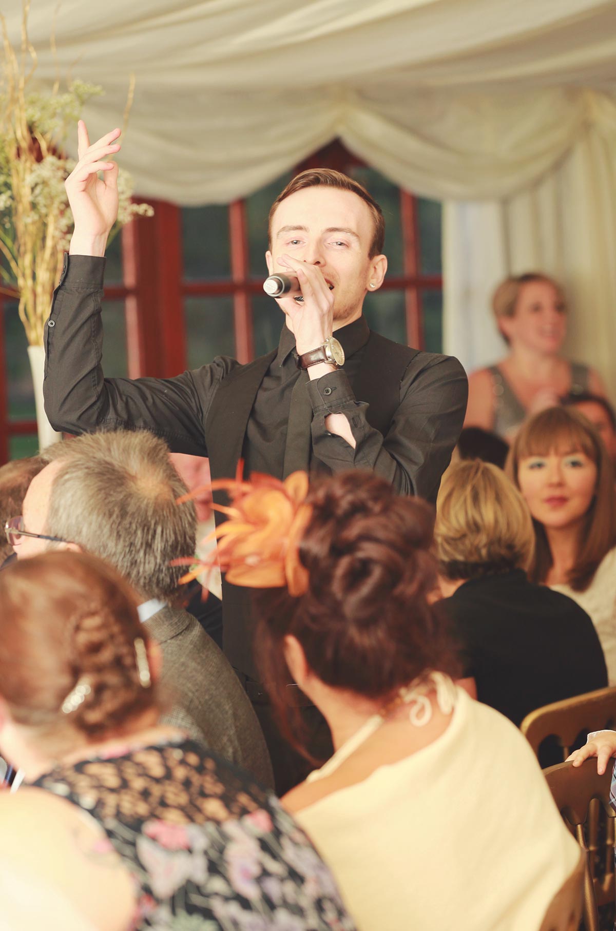 Singing waiter at wedding