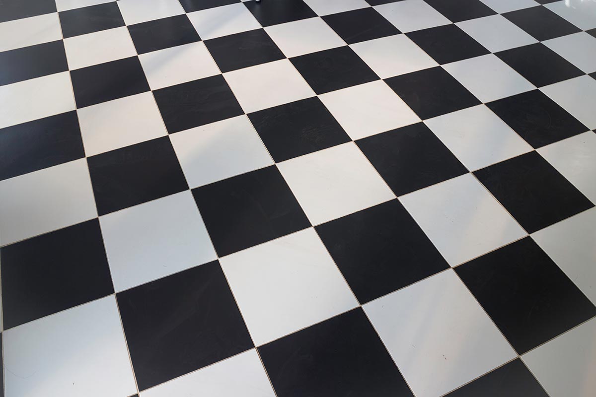 black and white checkered dance floor.