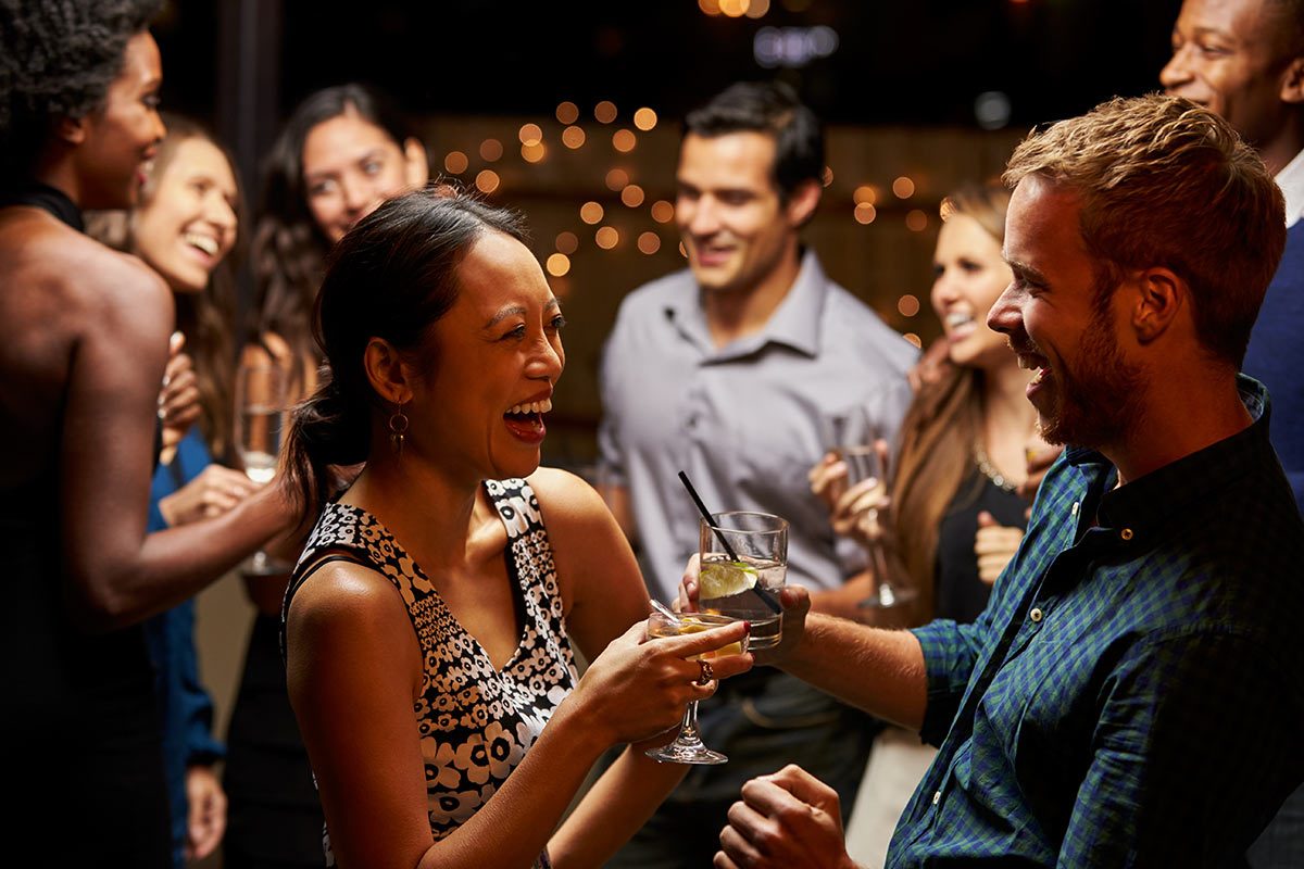guests having fun at cocktail party