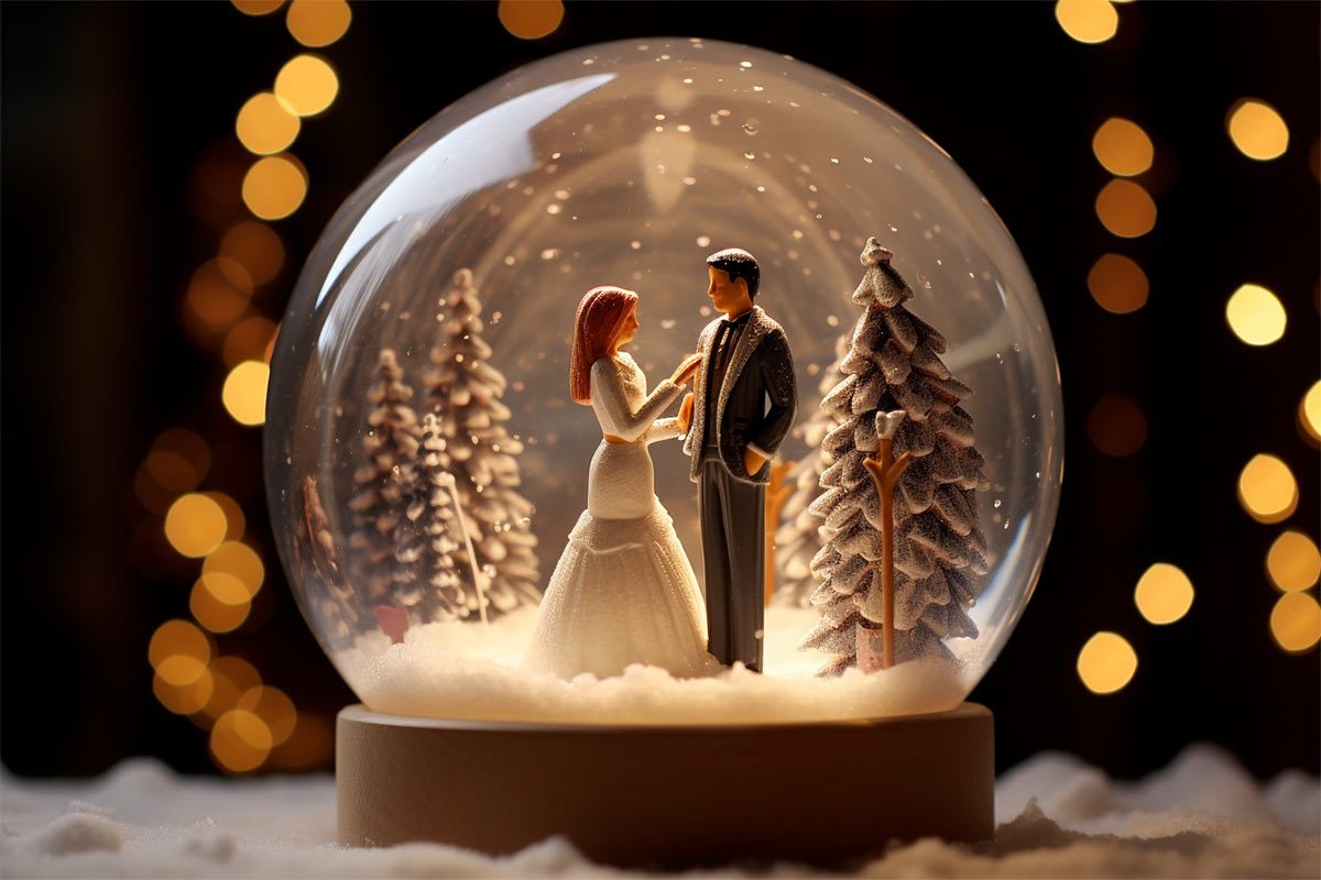 wedding snow globe