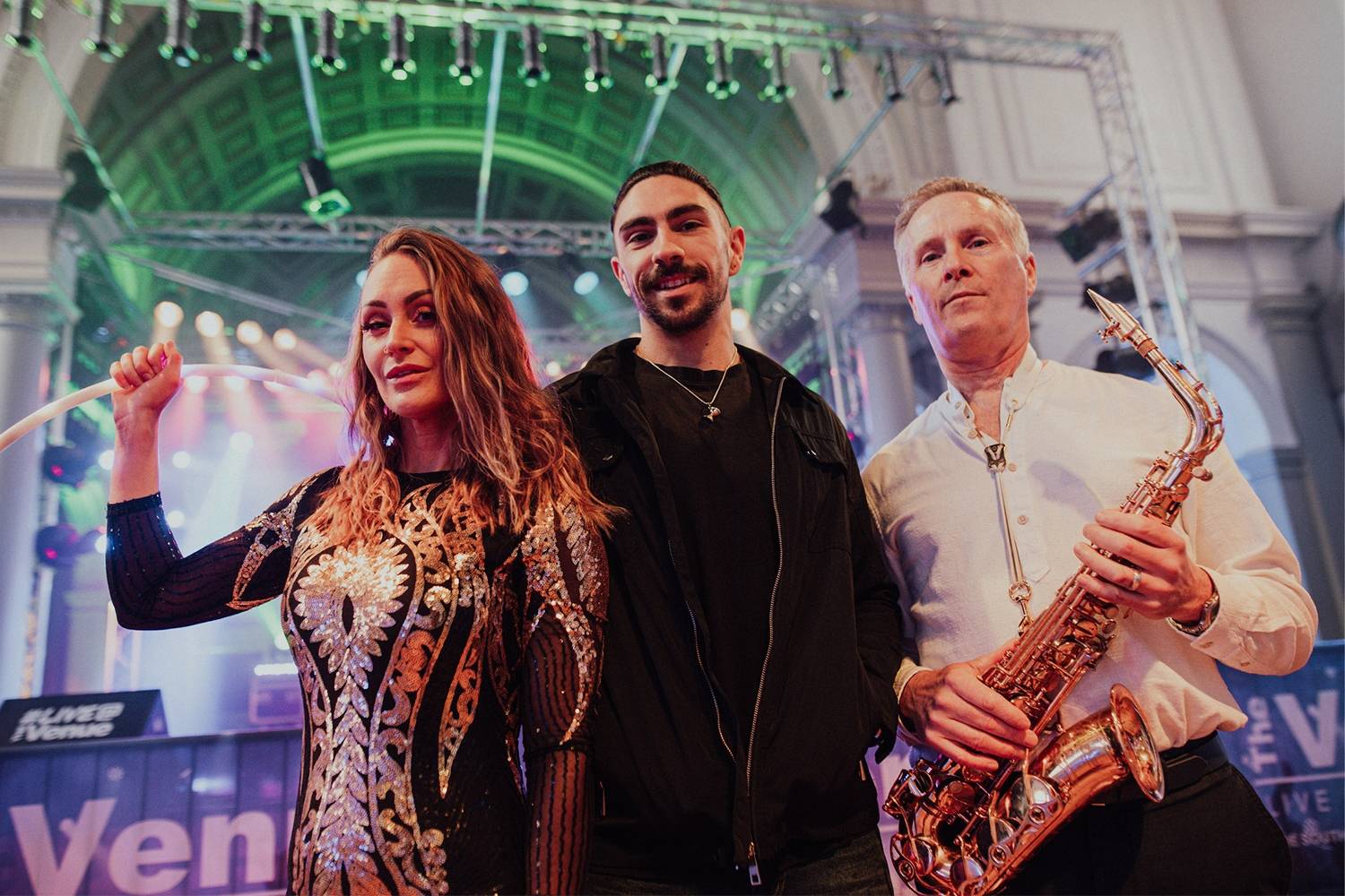DJ, Sax & Fire Dancer