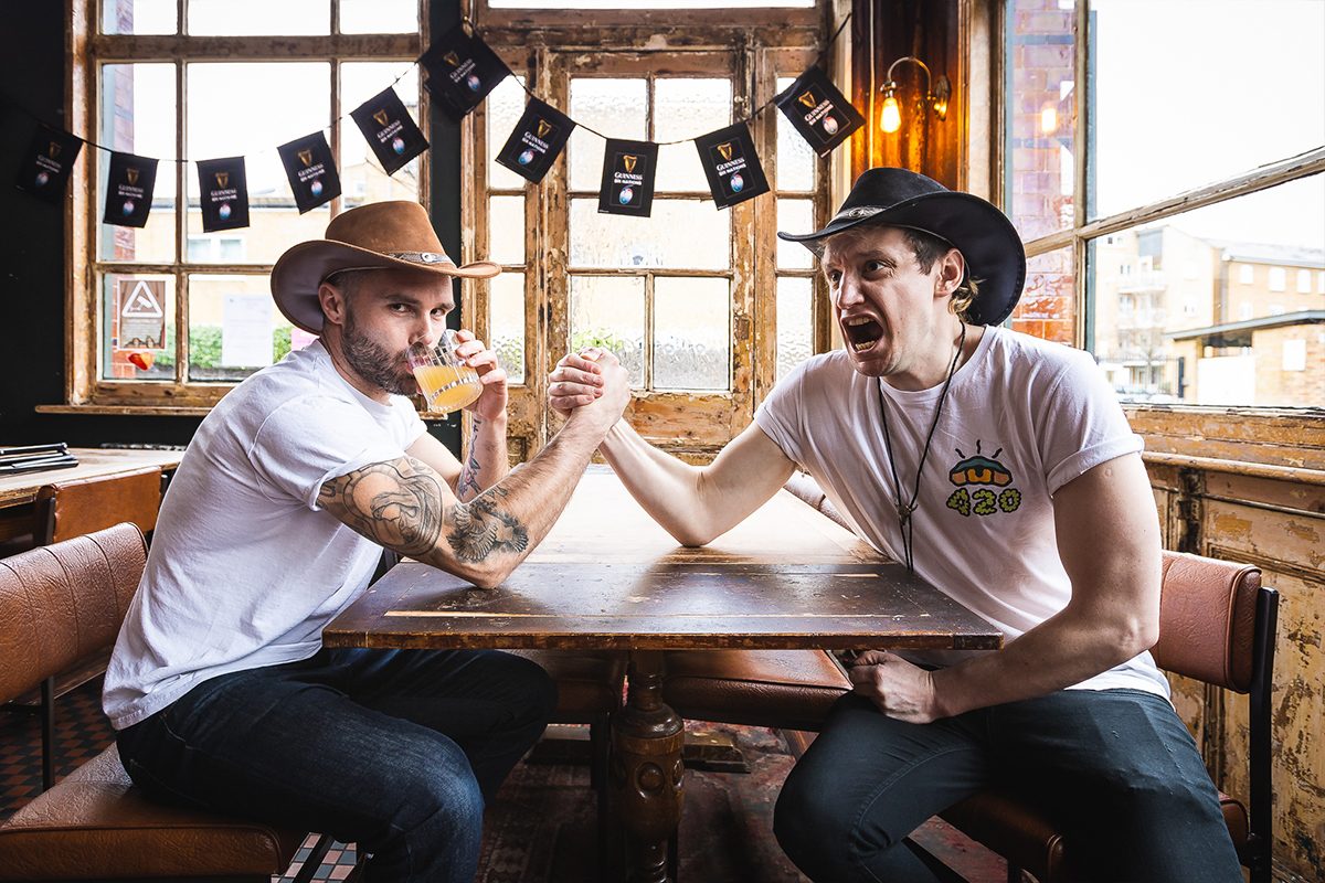 two men arm wrestling